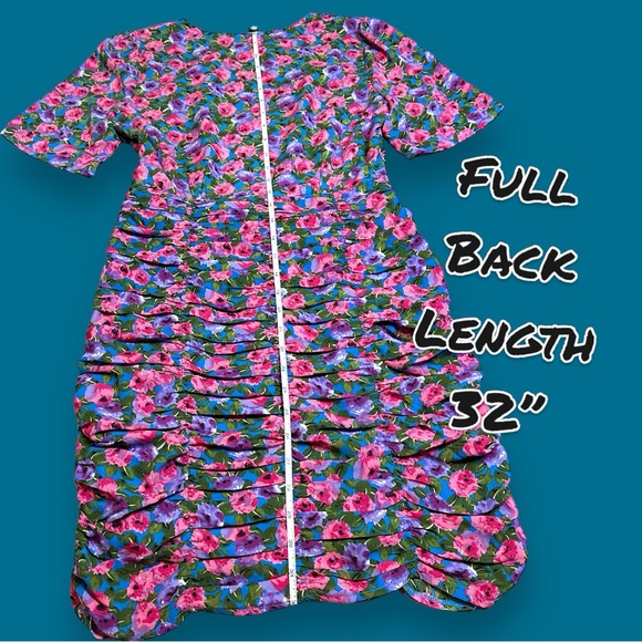 NWT Vernacular Cross Front Ruched Dress in Multicolored Floral Print. Size Small - Picture 10 of 14